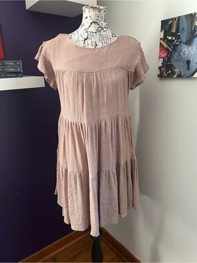 Bluivy Dusty Rose Tiered Short Sleeve Dress